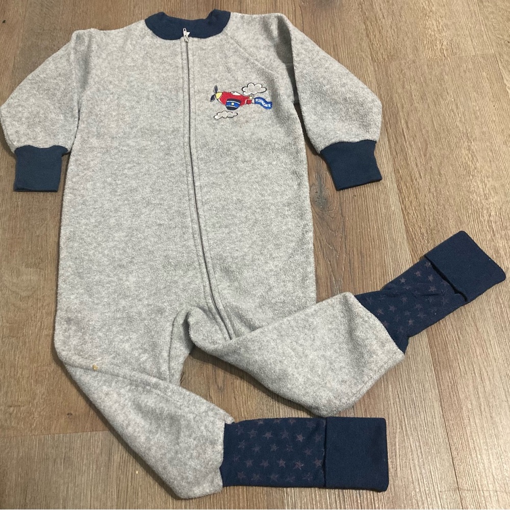 Sz 3T Vintage Gray and Blue Kids One Piece